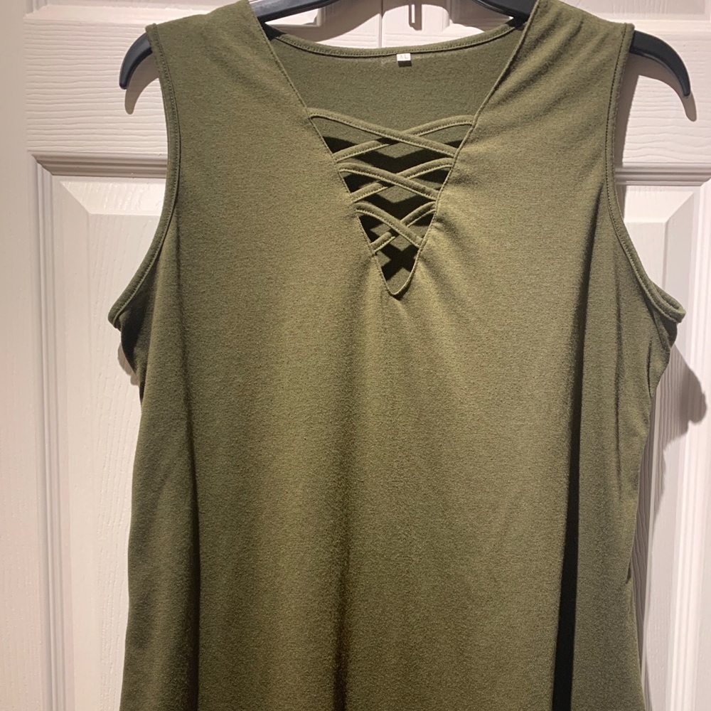Olive green Criss-cross Blouse